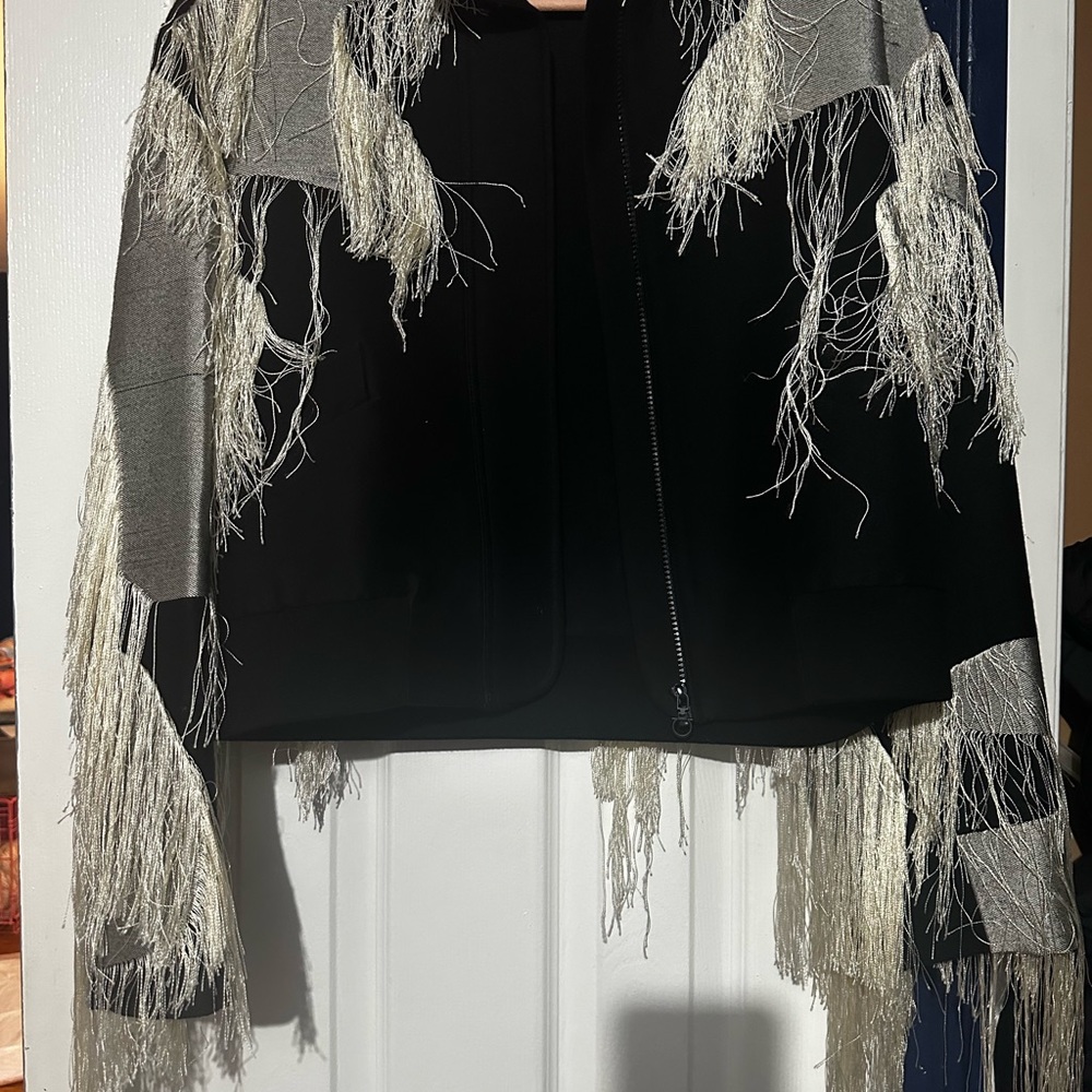 Salvatore Ferragamo Black and Gray Distressed Cardigan